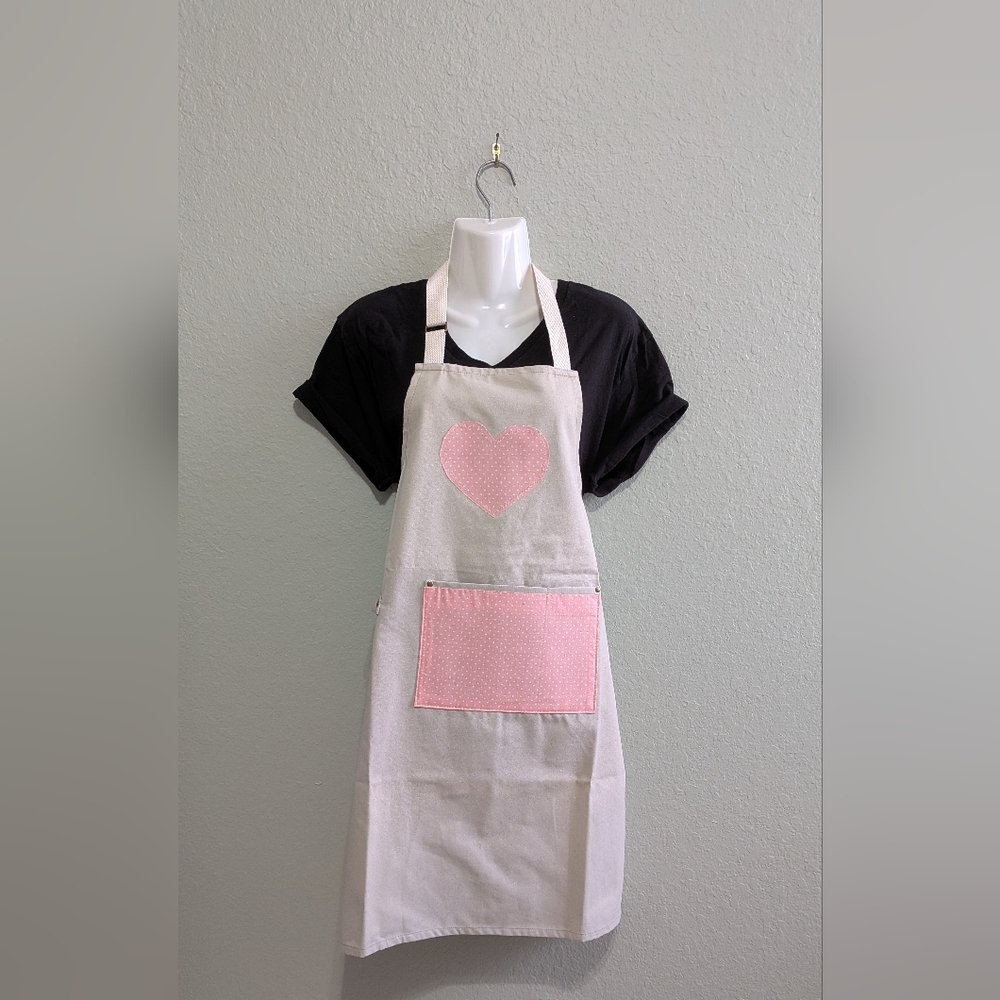 Valentine Apron With Pink Heart, Towel, Napkins